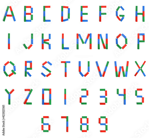 Letters A B C D E F G H I J K L M N O P Q R S T U V W X Y Z And Numbers Made Of Colored