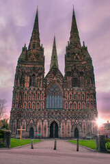 Fototapeta na wymiar Dawn at Lichfield Cathedral in Staffordshire, UK