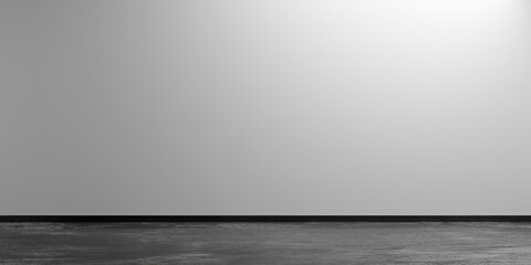 Grey empty, modern, abstract studio room with rough concrete floor, product display presentation template mock-up
