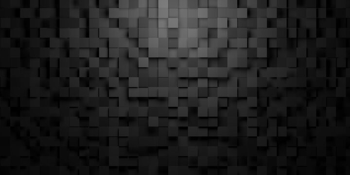 Black squares or cubes mosaic abstract background pattern geometrical design