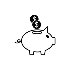 piggybank savings line outline icon