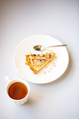 cottage cheeseBreakfast with cottage cheese and pear pie with shortbread and tea