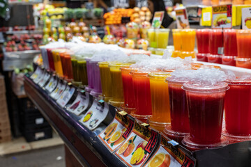 Fresh fruit juice market in Barcelona Spain
