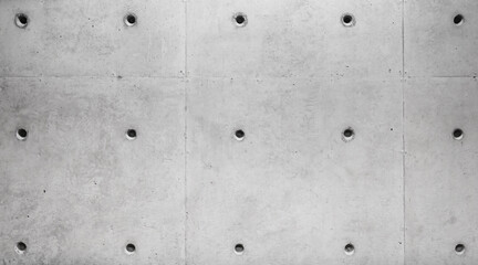 New gray concrete wall with technological holes