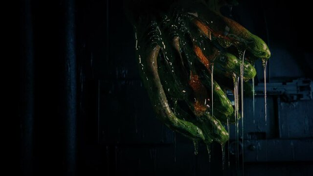 Slimy Alien Life Form Hangs From Rafter Of Spaceship