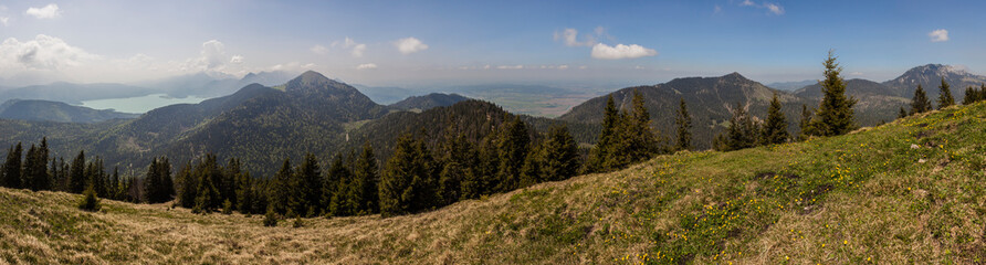 Panorama view of Hirschhornlkopf mountain in Bavaria, Germany