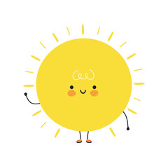 Cute funny Sun character. Vector hand drawn cartoon kawaii character illustration icon. Isolated on white background. Sun character concept