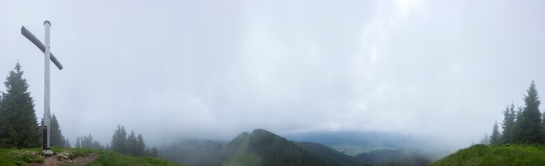 Panorama view from Hoernle mountain in Bavaria, Germany, in summertime