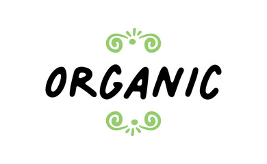 Organic lettering. Hand drawn word organic. Logo template for organic products, healthy food markets.