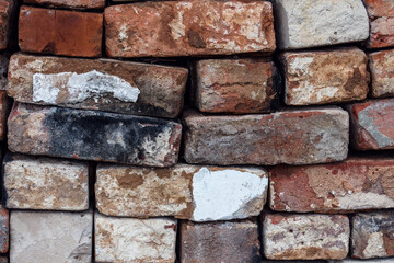 texture, brick from an old stove stacked