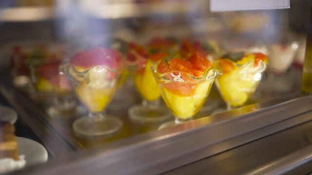Fruit Jelly Dessert in a Canteen