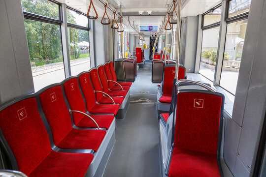 Stubaitalbahn Innsbruck Tram train interior in Austria