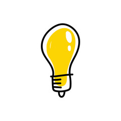 Light bulb doodle sketch. Idea, creativity and solution icon. Hand drawn vector illustration.