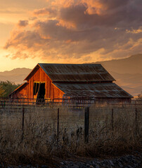 Barn in Livermore, California during Sunset 