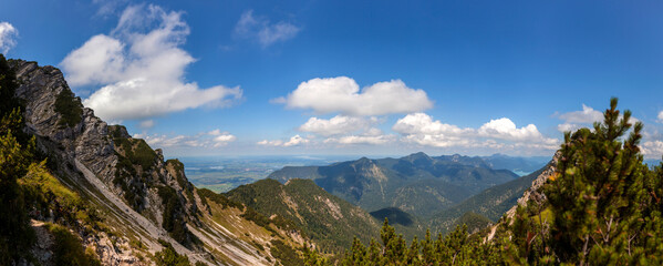Panorama view of Estergebirge mountains in Bavaria, Germany