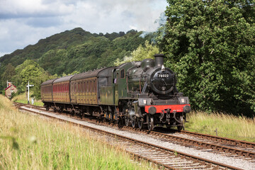 Fototapeta na wymiar Riddles Standard 2 Steam Engine on the Keighley Worth Valley Railway