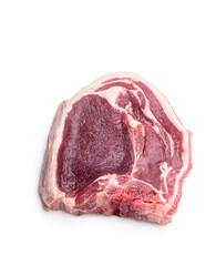Raw fresh lamb chop isolated on white