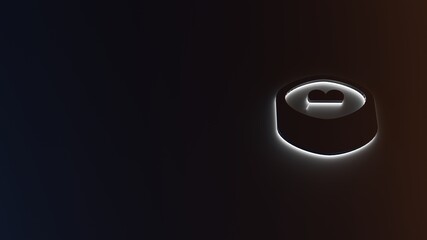 3d rendering of white light stripe symbol of sushi on dark background