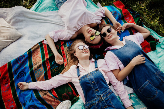 girlfriends on a picnic in the summer