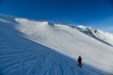 The top ridge of Emperial bowl area of Breckenridge ski resort. Extreme winter sports. Breckenridge, CO.