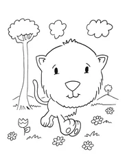 Foto op Plexiglas Cute Cat Kitten kleurboek pagina Vector Illustratie Art © Blue Foliage