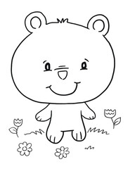 Cute Bear Coloring Book Page Vector Illustration Art