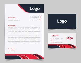 Business card and letterhead design set. Corporate and business style template. Modern and clean branding stationery design. fully editable file