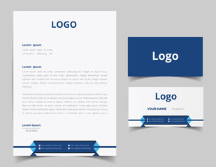 Business card and letterhead design set. Corporate and business style template. Modern and clean branding stationery design. fully editable file