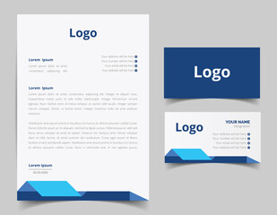 Business card and letterhead design set. Corporate and business style template. Modern and clean branding stationery design. fully editable file