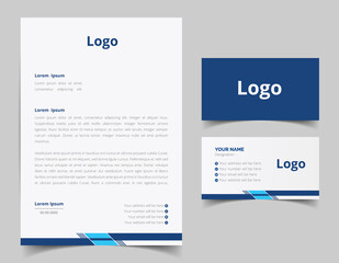 Business card and letterhead design set. Corporate and business style template. Modern and clean branding stationery design. fully editable file