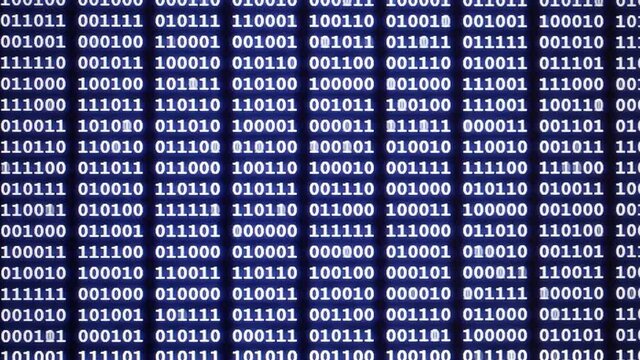 Changing binary code of computer program on display, programming, hacking, developer or computer source code concept