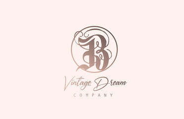 Obraz premium B brown pastel color alphabet logo letter icon. Vintage design concept for company and business. Corporate identity with unique retro style