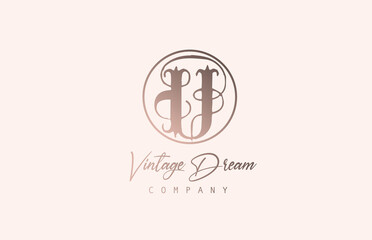 U brown pastel color alphabet logo letter icon. Vintage design concept for company and business. Corporate identity with unique retro style