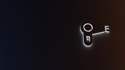 3d rendering of white light stripe symbol of hairdryer on dark background