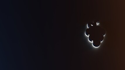 3d rendering of white light stripe symbol of grape on dark background