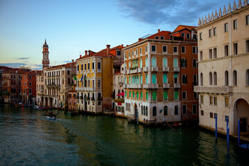 Fototapeta na wymiar landscape with street and grand canal in Venice, Italy