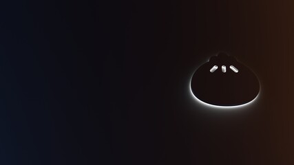 3d rendering of white light stripe symbol of dumpling on dark background