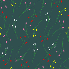 Seamless pattern for textiles with multicolored flowers.