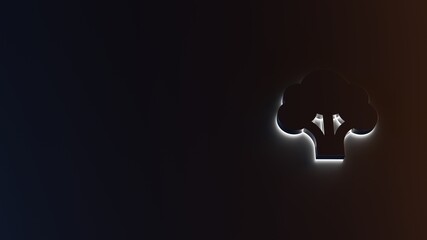 3d rendering of white light stripe symbol of broccoli on dark background