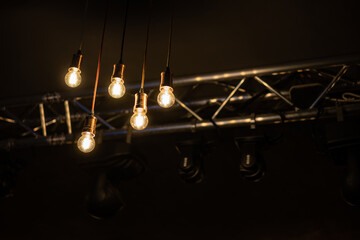 Ceiling lights in the dark room