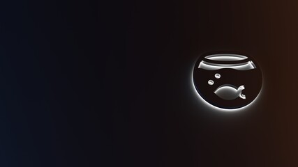 3d rendering of white light stripe symbol of aquarium on dark background