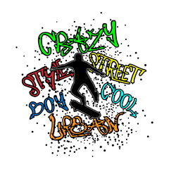 Vector illustration with skateboarder and graffiti.