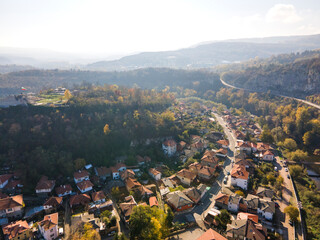 Aerial view of center of town of Lovech, Bulgaria