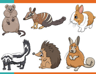 cartoon funny animal comic characters set