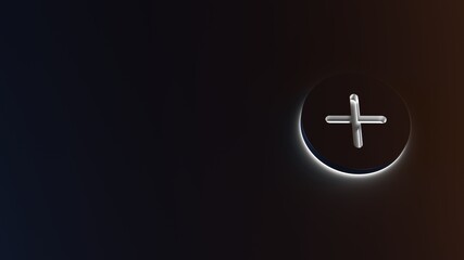 Obraz premium 3d rendering of white light stripe symbol of plus on dark background