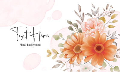 Beautiful floral background with watercolor floral ornaments
