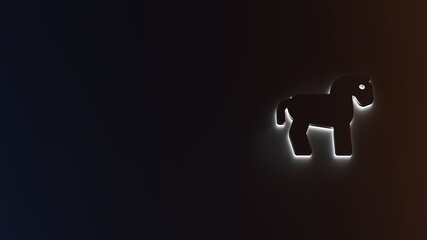 3d rendering of white light stripe symbol of horse on dark background