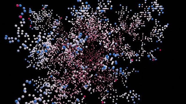 Technology Background CPU Circuit. 3D Visualization AI Processor Power. Colorful blue white and red pink Digitalization Process. Data Transmission Futuristic Industry Four Virtual Hi tech UI Animation