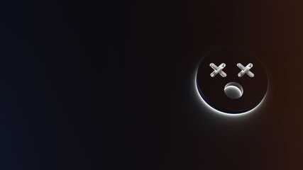 3d rendering of white light stripe symbol of dizzy on dark background