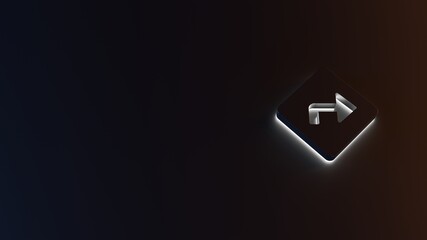 3d rendering of white light stripe symbol of directions on dark background
